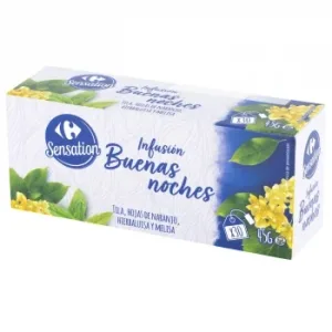 Infusión Buenas Noches con Tila, Azahar, Hierbaluisa y Melisa en Bolsitas Carrefour Sensation 30 Ud.