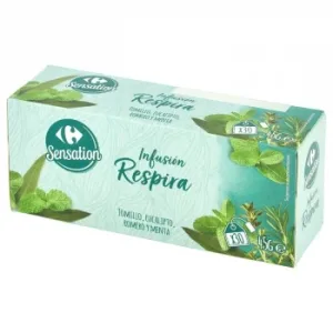 Infusión con Tomillo, Eucalipto, Romero y Menta en Bolsitas Respira Carrefour Sensation 30 Ud.