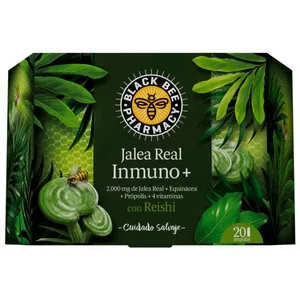 Black BEE Inmuno + Complemento Alimenticio a Base de Jalea Real, Equinácea, Própolis, Reishi y 4 Vitaminas 20 Uds.