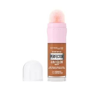 Maybelline Instant Perfector Glow 4 en 1 Base de Maquillaje con Acabado Natural, Tono 3 Medium Deep.