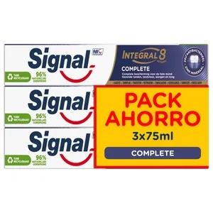 Signal Integral 8 Complete Pasta de Dientes para un Cuidado Bucal Integral y Completo 3 X 75 Ml. 225 ML