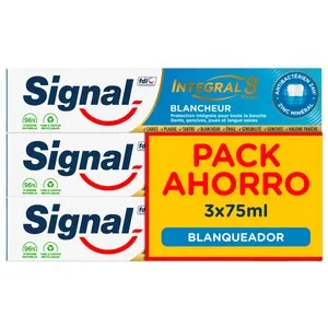Signal Integral 8 Pasta de Dientes Blanqueante para un Cuidado Bucal Integral 3 X 75 Ml. 225 ML