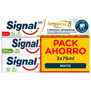 Signal Integral 8 Pasta de Dientes para un Cuidado Bucal Integral y una Limpieza Intensa 3 X 75 Ml. 225 ML