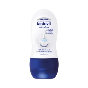 Lactovit Invisible Desodorante Roll On para Mujer sin Alcohol, Antitranspirante hasta 72 Horas 50 Ml.