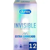 Preservativos Invisible Extra-lubricados Durex, Caja 12 Uds.