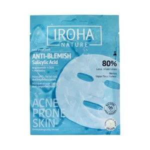 Iroha Nature Mascarilla Facial Antiimperfecciones con Ácido Salicílico, Niacinamida, Cica y Probióticos.