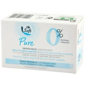 Jabón de Cara y Cuerpo en Pastilla Pieles Sensibles Pure Carrefour Soft 100 G.