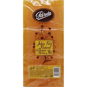 Jabón Puro Natural de Glicerina con Aloe Vera y Miel en Pastilla Pack 3 Pardo