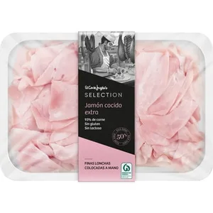Jamón Cocido 50% Raza Duroc en Finas Lonchas Colocadas a Mano sin Gluten sin Lactosa  el Corte Ingles Selection 150 G