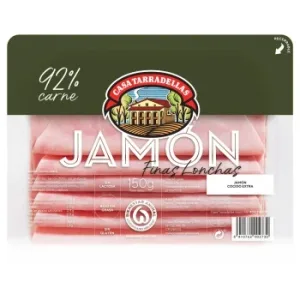 Jamón Cocido Extra en Finas Lonchas Casa Tarradellas sin Gluten y sin Lactosa 150 G