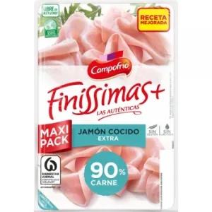 Jamón Cocido Extra en Lonchas Campofrío Finíssimas sin Gluten y sin Lactosa 170 G