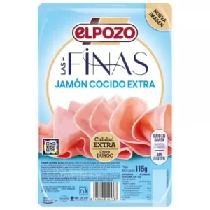Jamón Cocido Extra en Lonchas Elpozo las Más Finas sin Gluten 115 G