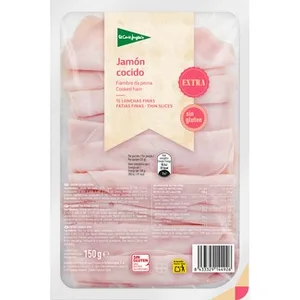 Jamón Cocido Extra en Lonchas Finas sin Gluten sin Lactosa el Corte Ingles