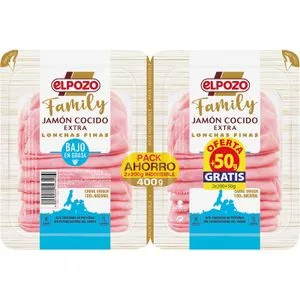 Jamón Cocido Extra Family 2 X 200 Gr