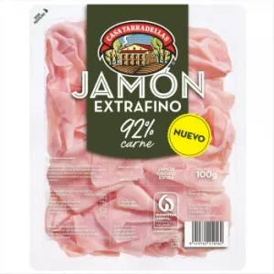 Jamón Cocido Extrafino en Lonchas Casa Tarradellas sin Gluten y sin Lactosa 100 G