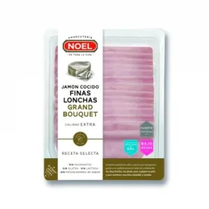 Jamón Cocido Lonchas bajo Grasa y Sal Embutidos Noel 180 G