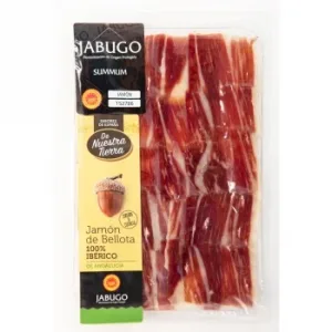 Jamón de Bellota Ibérico 100% Raza Ibérica DOP Jabugo Cortado a Cuchillo de Nuestra Tierra 80 G