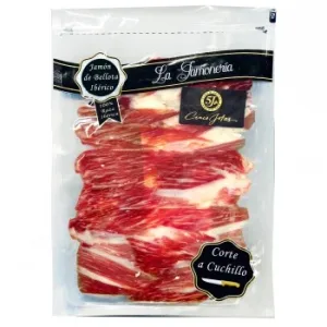 Jamón de Bellota Ibérico 100% Raza Ibérica en Lonchas Corte a Cuchillo 5 Jotas 80 G