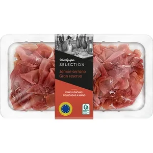 Jamón Serrano Gran Reserva en Lonchas Finas Colocadas a Mano  el Corte Ingles Selection 150 G