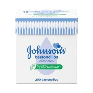 Johnson´s Bastoncillos para Bebés, Niños y Adultos de Papel con Extremos de Algodón 100% Puro 200 Uds.