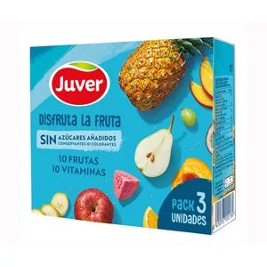 Juver Disfruta Néctar de 10 Frutas Variadas y 10 Vitaminas, sin Azúcares Añadidos Pack 3 Uds X 20 Cl. 600 ML