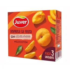 Juver Disfruta Néctar de Melocotón, sin Azúcares Añadidos Pack 3 Uds X 20 Cl. 600 ML
