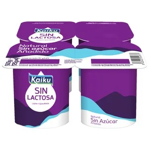 Kaiku Yogur Natural sin Lactosa y sin Azúcares Añadidos 4 X 125 G. 500 G