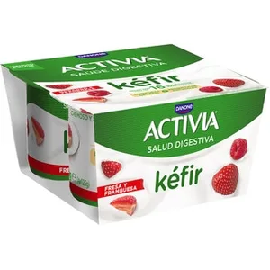 Kéfir Fresa y Frambuesa Pack 4 Unidades Danone Activia