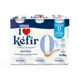 Kéfir Natural Nestlé sin Gluten Pack de 6 Unidades de 100 G.