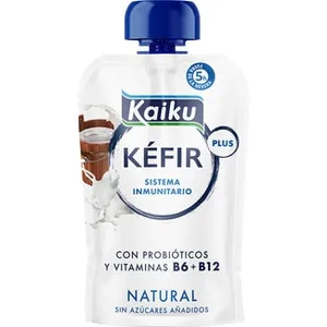 Kéfir Natural Pouch con Probióticos y Vitaminas B6 + B12 sin Azúcares Añadidos Kaiku