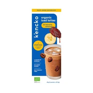 Kencko Preparado para Cafe Helado con Frutas y Verduras Ecológicas, Sabor a Plátano 2 X 22 G. 44 G