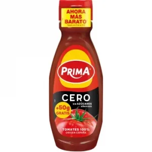Kétchup Cero Prima sin Gluten y sin Azúcar Añadido Envase 460 G.