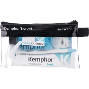 Kit Dental Tamaño Viaje con Enjuague Bucal Fluorado 50 Ml + Seda Dental 10 M + Cepillo + Pasta de Dientes Fluorada 25 Ml Kemphor