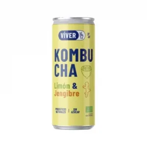 Kombucha Limón & Jengibre Ecológica sin Azúcar Víver Lata 25 Cl.