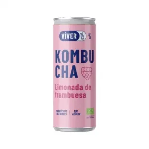Kombucha Limonada de Frambuesa Ecológica sin Azúcar Víver Lata 25 Cl.