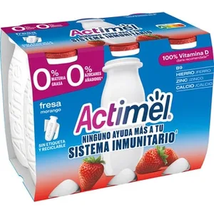 L. Casei con Fresa Desnatado 0% M.g. 0% Azúcares Añadidos sin Gluten Pack 6 Danone Actimel