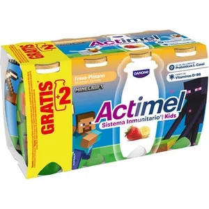 L. Casei con Fresa y Plátano sin Gluten Pack 6 + 2 Gratis Danone Actimel