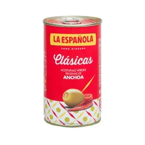 LA Española Aceitunas Verdes Rellenas de Anchoa Clásicas Lata de 150 G
