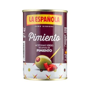 LA Española Aceitunas Verdes Rellenas de Pimiento Lata de 130 G.