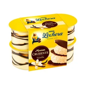 LA Lechera Mousse Crujiente de Vainilla  de Nestlé 4 X 57 G. 228 G
