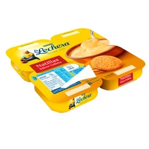 LA Lechera Natillas con Sabor a Galleta, Elaboradas sin Conservantes la Lechera de Neslté 4 X 115 G. 460 G