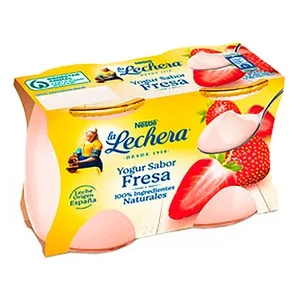 LA Lechera Yogur Cremoso con Sabor a Fresa Elaborado con Leche Entera de Origen España de Nestlé 2 X 125 G. 250 G