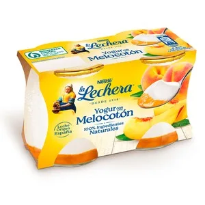 LA Lechera Yogur Natrual con Textura Cremosa y Melocotón 2 X 125 G. 250 G