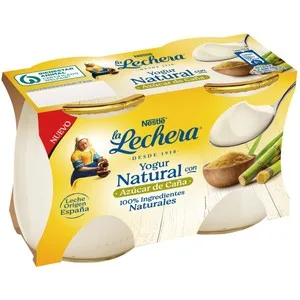 LA Lechera Yogur Natural con Azúcar de Caña, 100% Ingredientes Naturales 2 X 125 G. 250 G