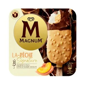 Magnum la Pêche Signature Helado de Pomelo y Melocotón Bañado en Chocolate con Leche 3 X 90 Ml. 270 ML