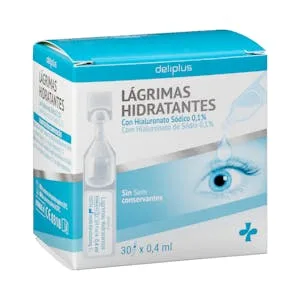 Lágrimas Hidratantes para los Ojos Deliplus con Hialuronato Sódico 0,1% 1 UD