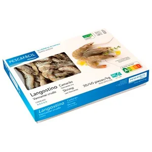 Pescafacil Langostino Vannamei 30 / 40 Crudo y Congelado 2 Kg. 2000 G