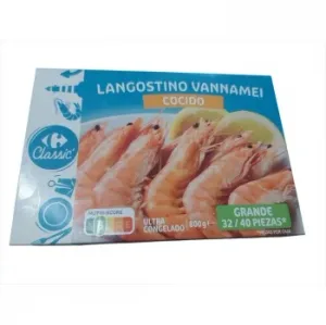 Langostino Vannamei Cocido 32/40 Carrefour Classic 800 G.