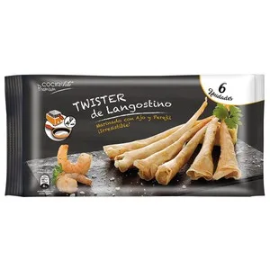 Cocinarte Langostinos Pelados, Marinados con Ajo y Perejil, Envueltos en Crujiente Pasta Filo en Forma de Cono Premium 6 Uds. 126 G