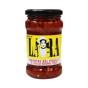 Lara Pimientos del Piquillo de Primera Categoría al Ajillo, Hechos Tiras Bote de 290 G. 245 G